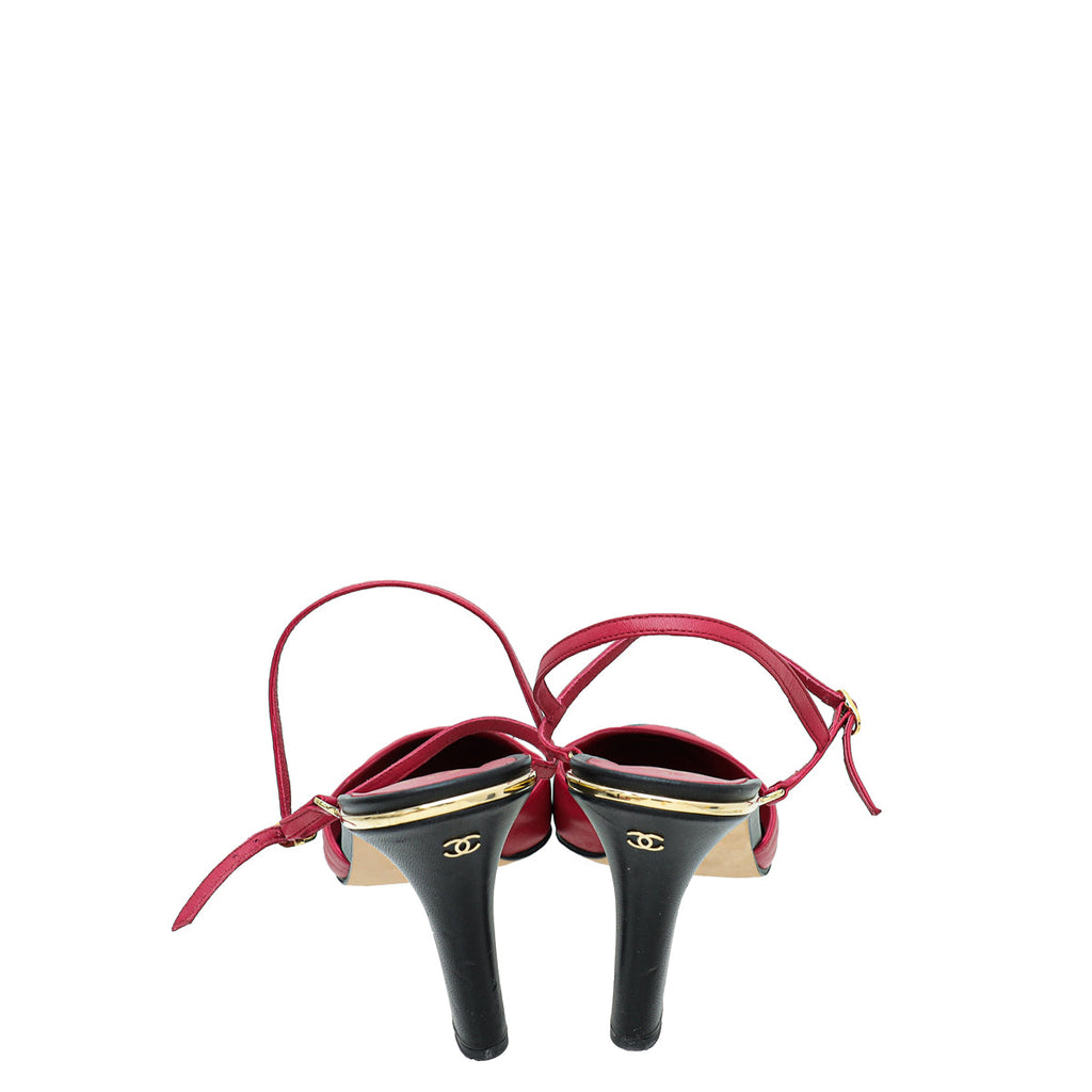 Chanel Bicolor CC Cap Toe Slingback Pump 42