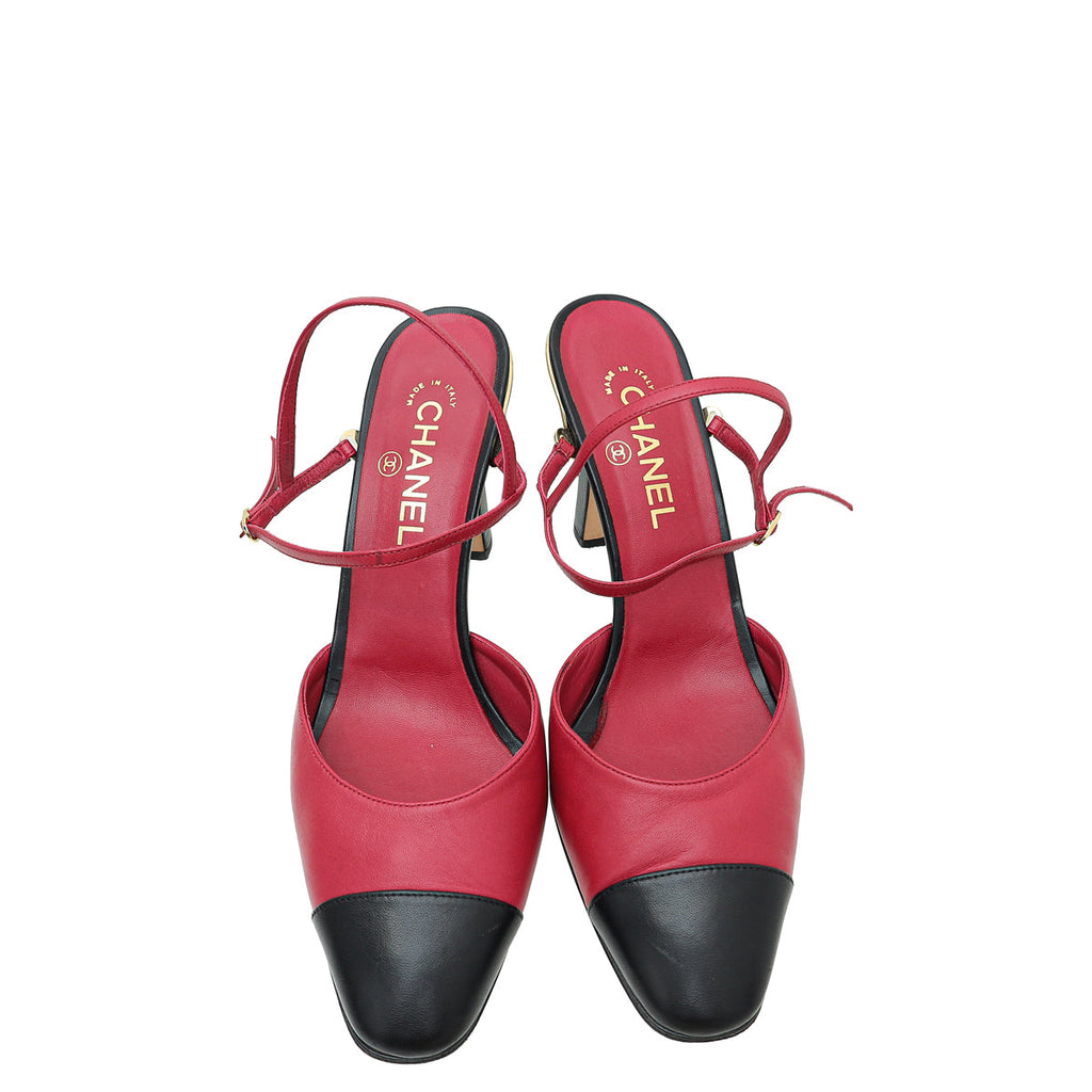 Chanel Bicolor CC Cap Toe Slingback Pump 42
