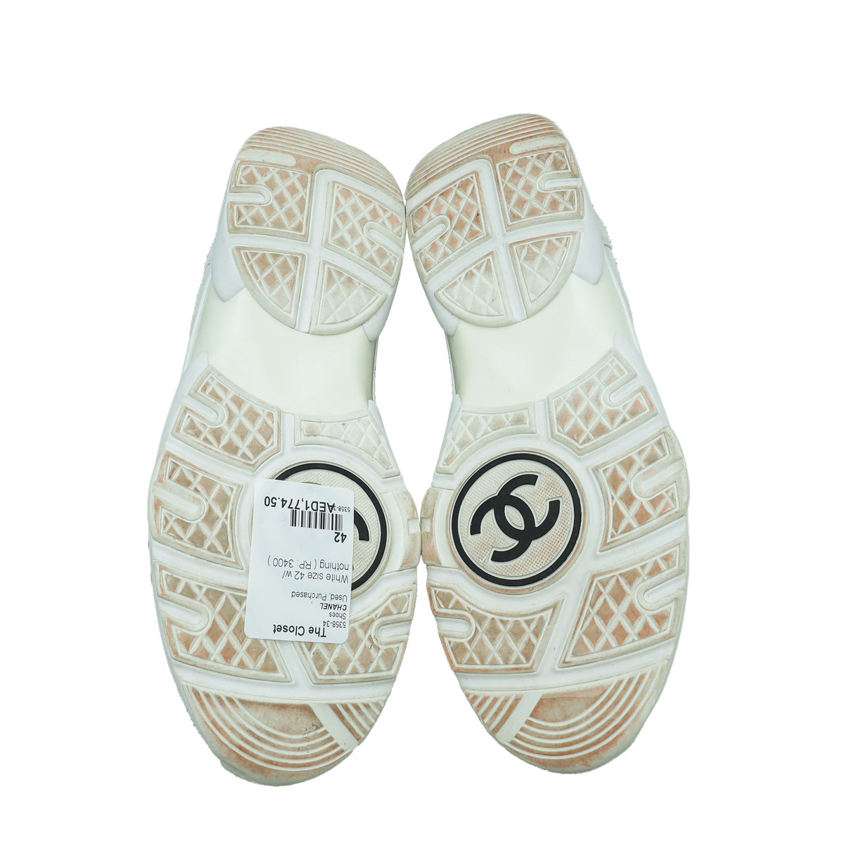 Chanel White CC Suede and Nylon Lace Up Sneakers 42