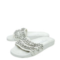 Chanel White Satin CC Charm Chain Slide Sandal 37