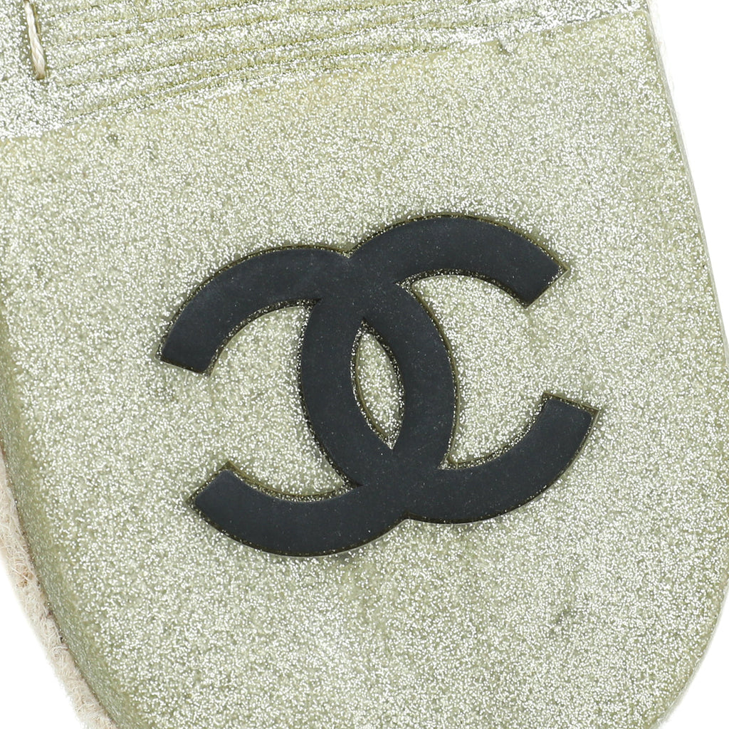 Chanel Metallic Gold CC Flat Espadrille 38.5