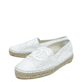 Chanel White CC Cap Toe Patent Sequin Espadrille 39