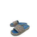 Chanel Blue Multicolor CC Braided Tweed Platform Sandals 39