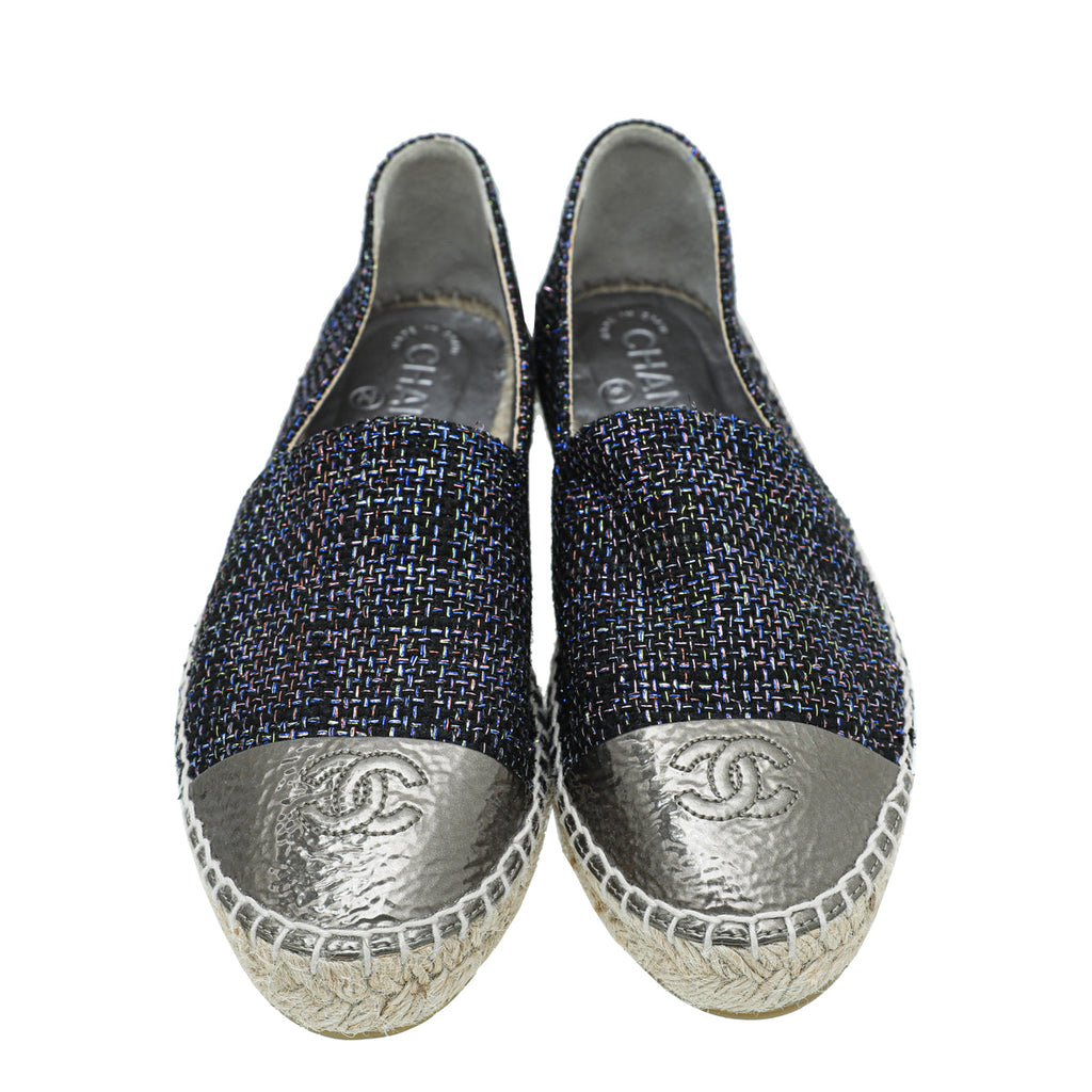 Chanel Bronze Multicolor CC Tweed Espadrille 39
