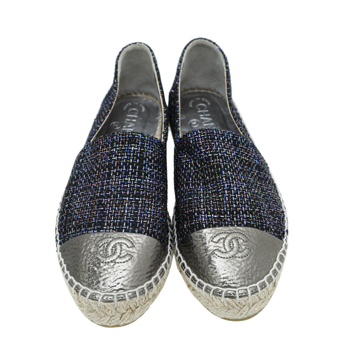Chanel Bronze Multicolor CC Tweed Espadrille 39