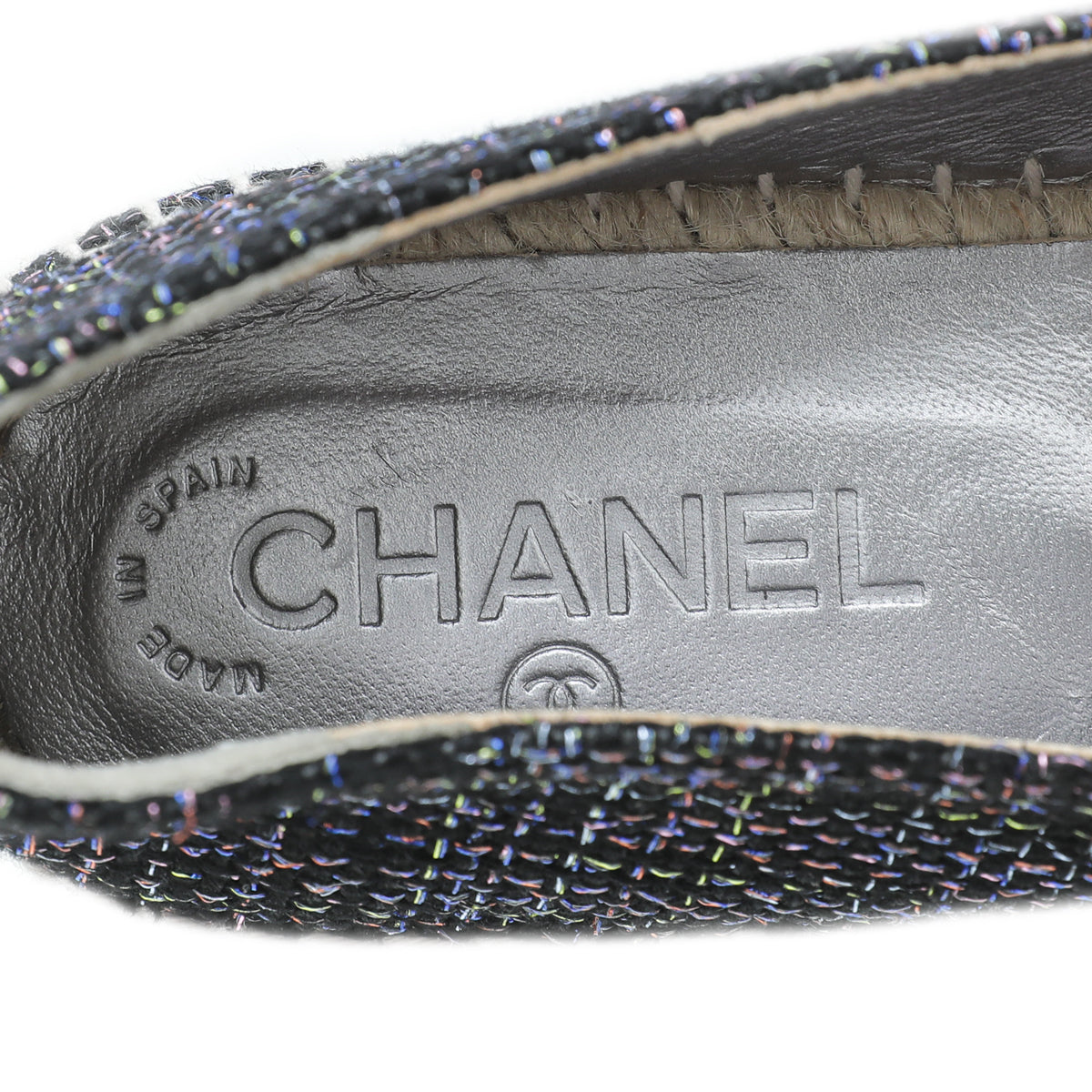 Chanel Bronze Multicolor CC Tweed Espadrille 39