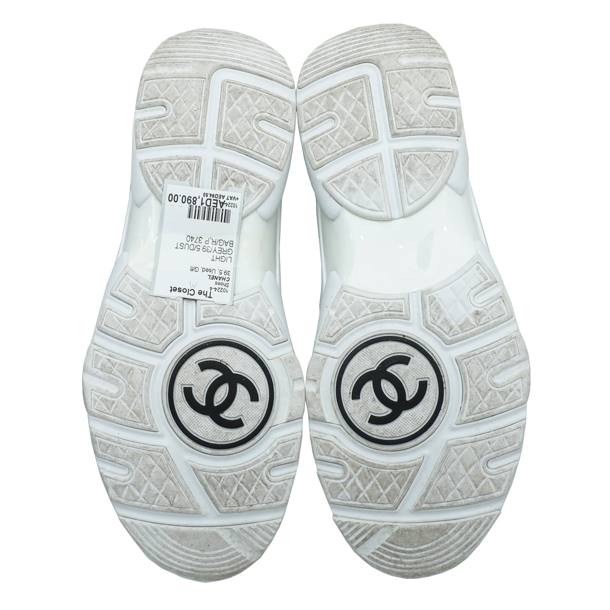 Chanel Light Grey CC Suede Ankle Sneaker 39.5