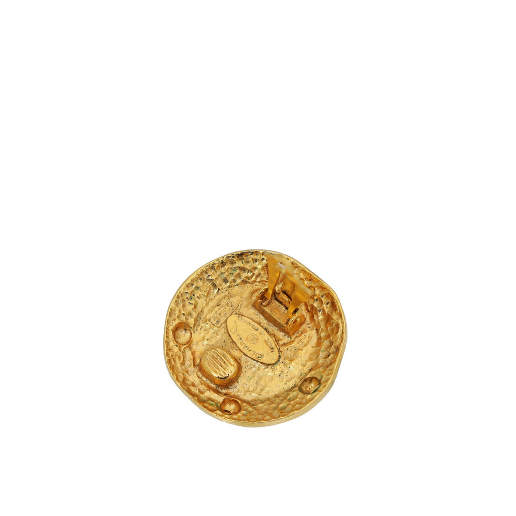 Chanel White Vintage Pearl Button Clip On Earrings