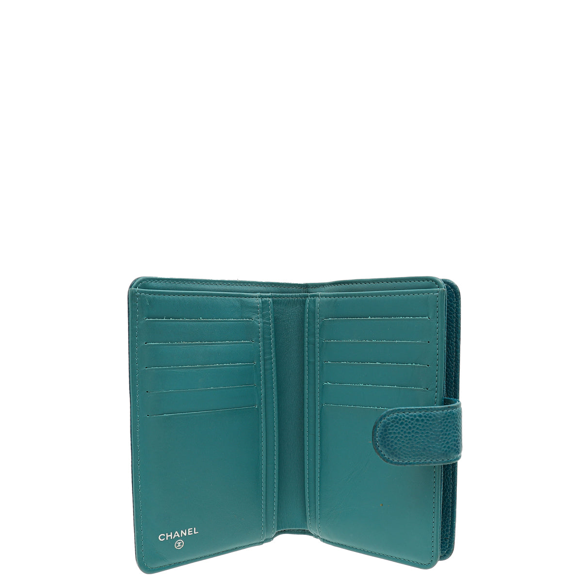 Chanel Teal CC Timeless French Wallet