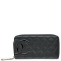 Chanel Black CC Cambon Large Gusset Zip Around Wallet