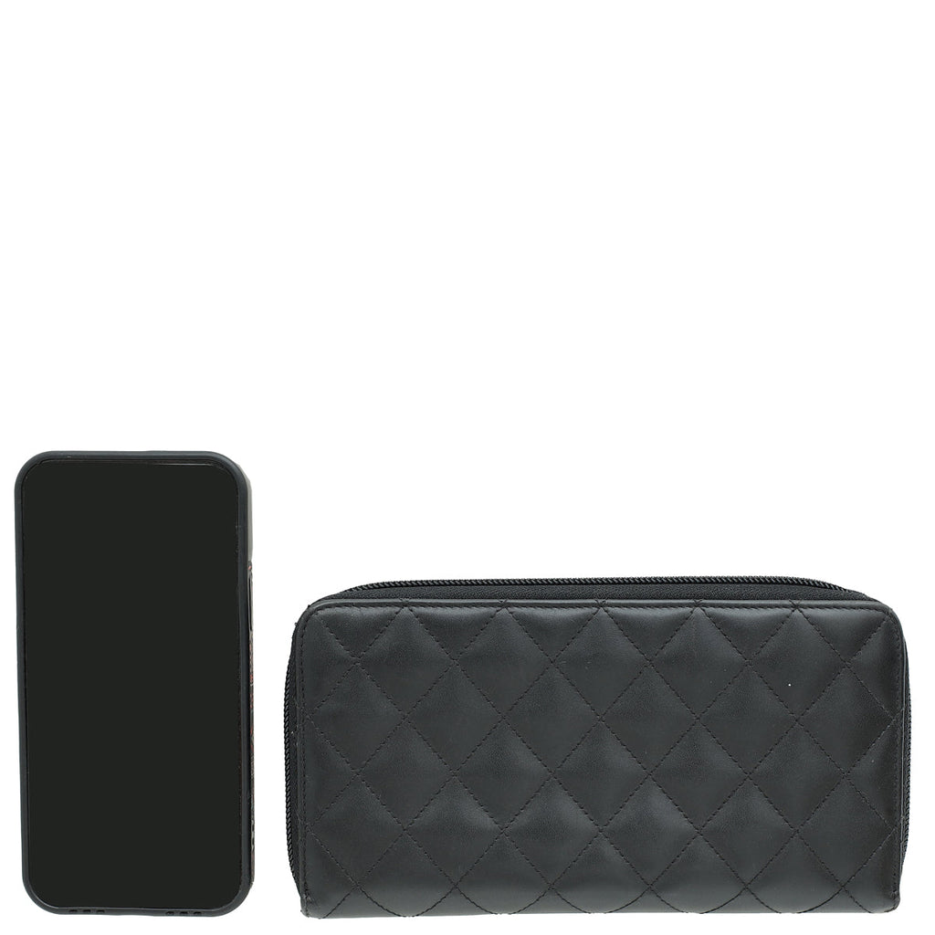 Chanel Black CC Cambon Large Gusset Zip Around Wallet