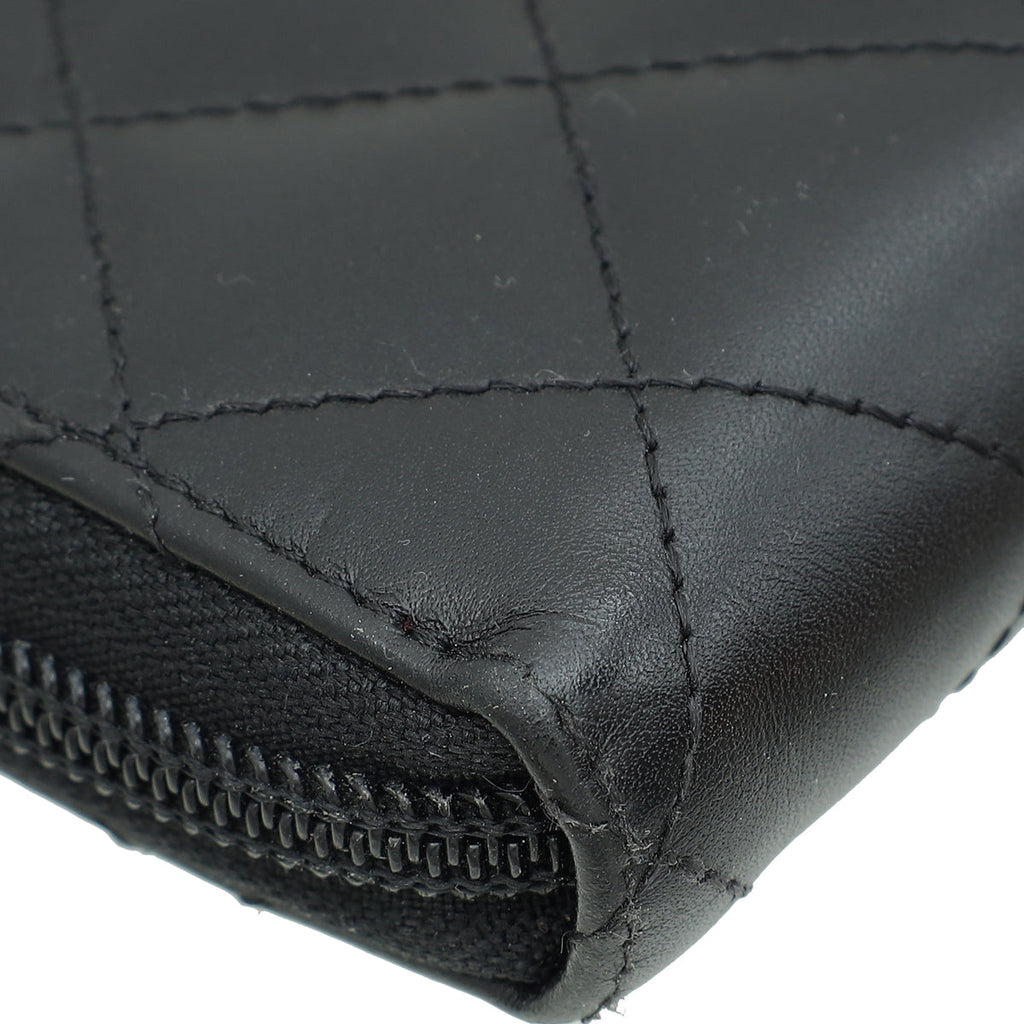 Chanel Black CC Cambon Large Gusset Zip Around Wallet