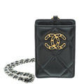 Chanel Black CC Chanel 19 Card Holder on Chain
