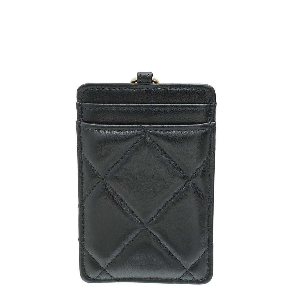 Chanel Black CC Chanel 19 Card Holder on Chain