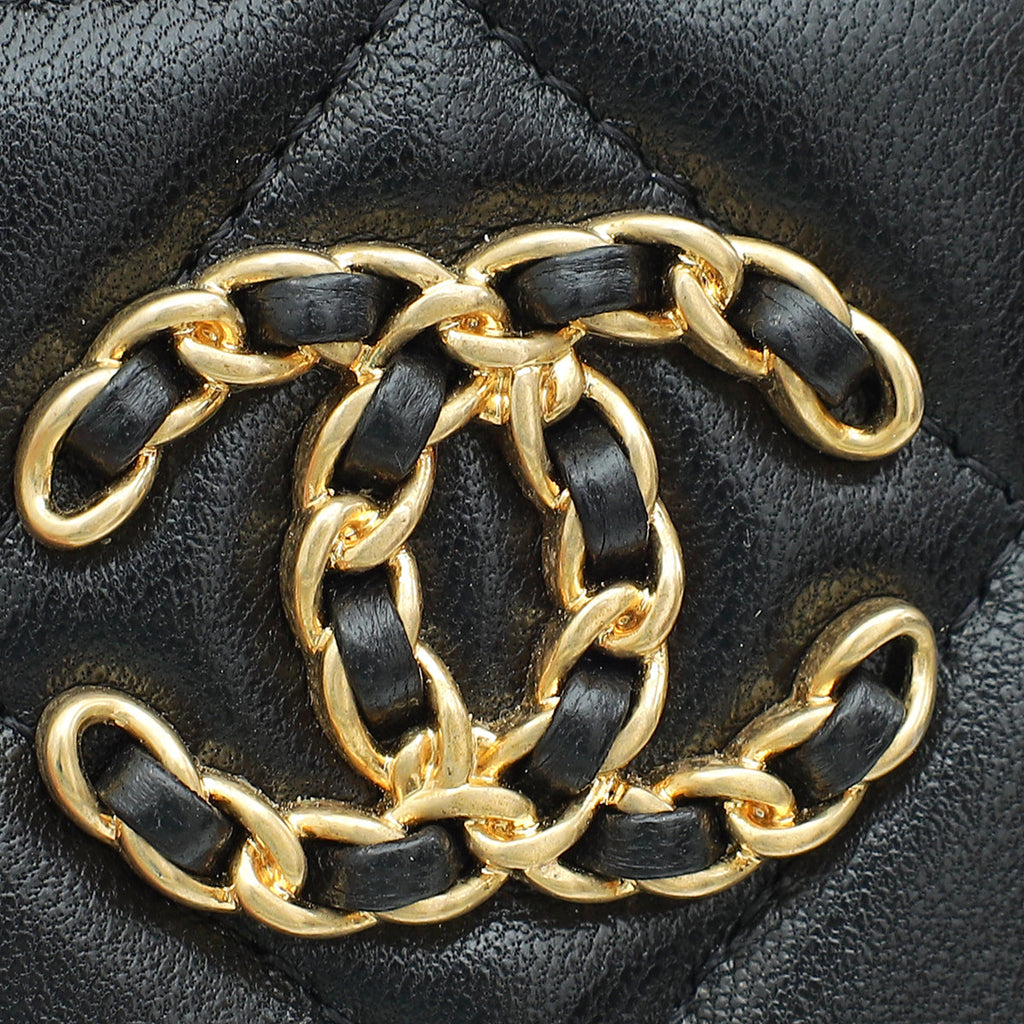 Chanel Black CC Chanel 19 Card Holder on Chain