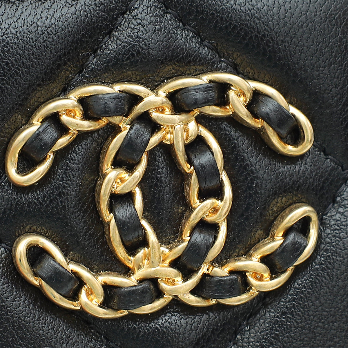 Chanel Black CC Chanel 19 Card Holder on Chain