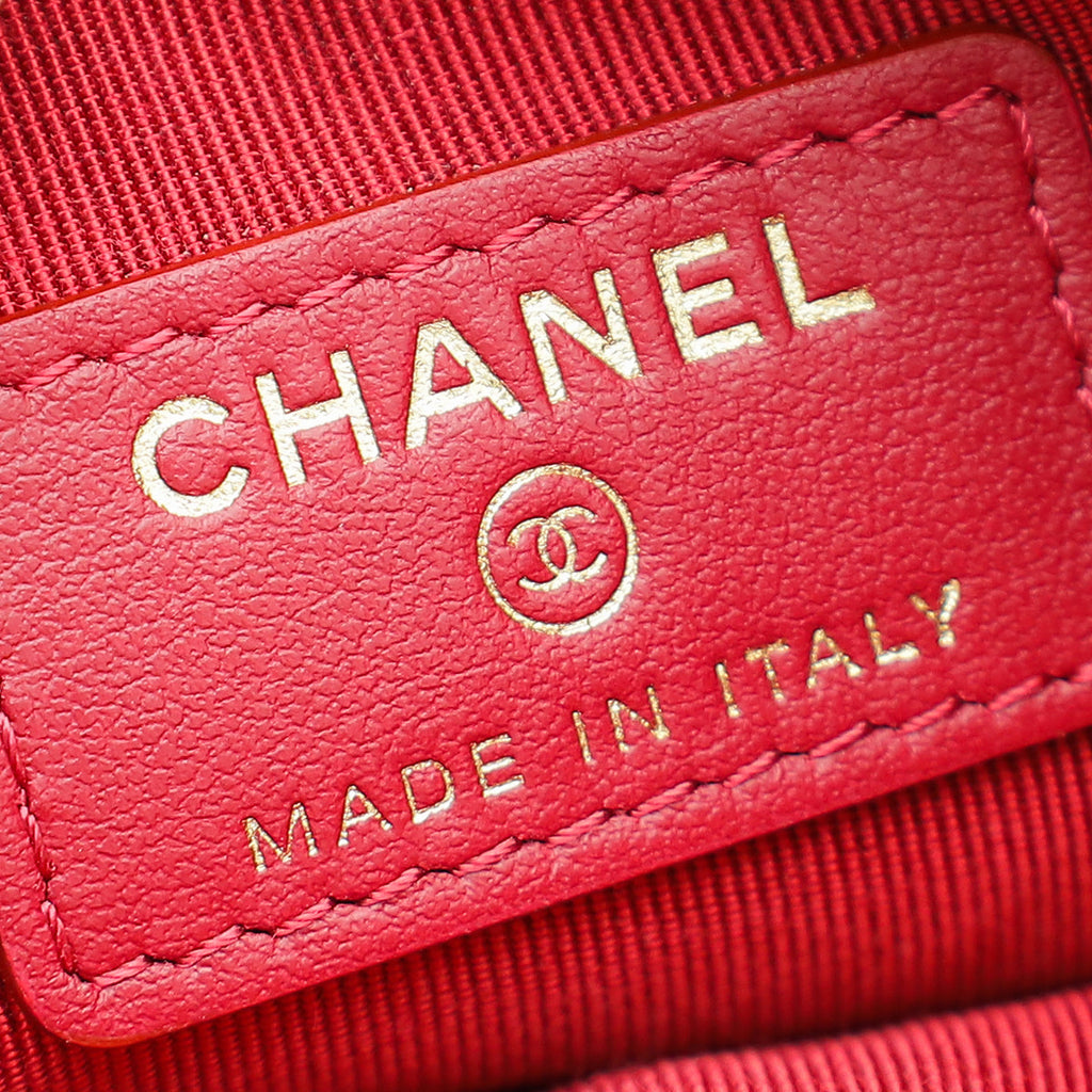 Chanel Red CC Mini O Case Timeless Zip Wallet