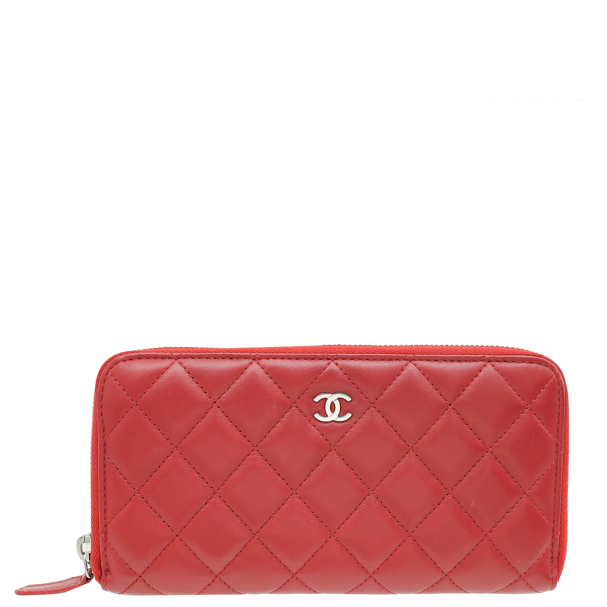 Chanel Red Classic Zip Around Long Wallet