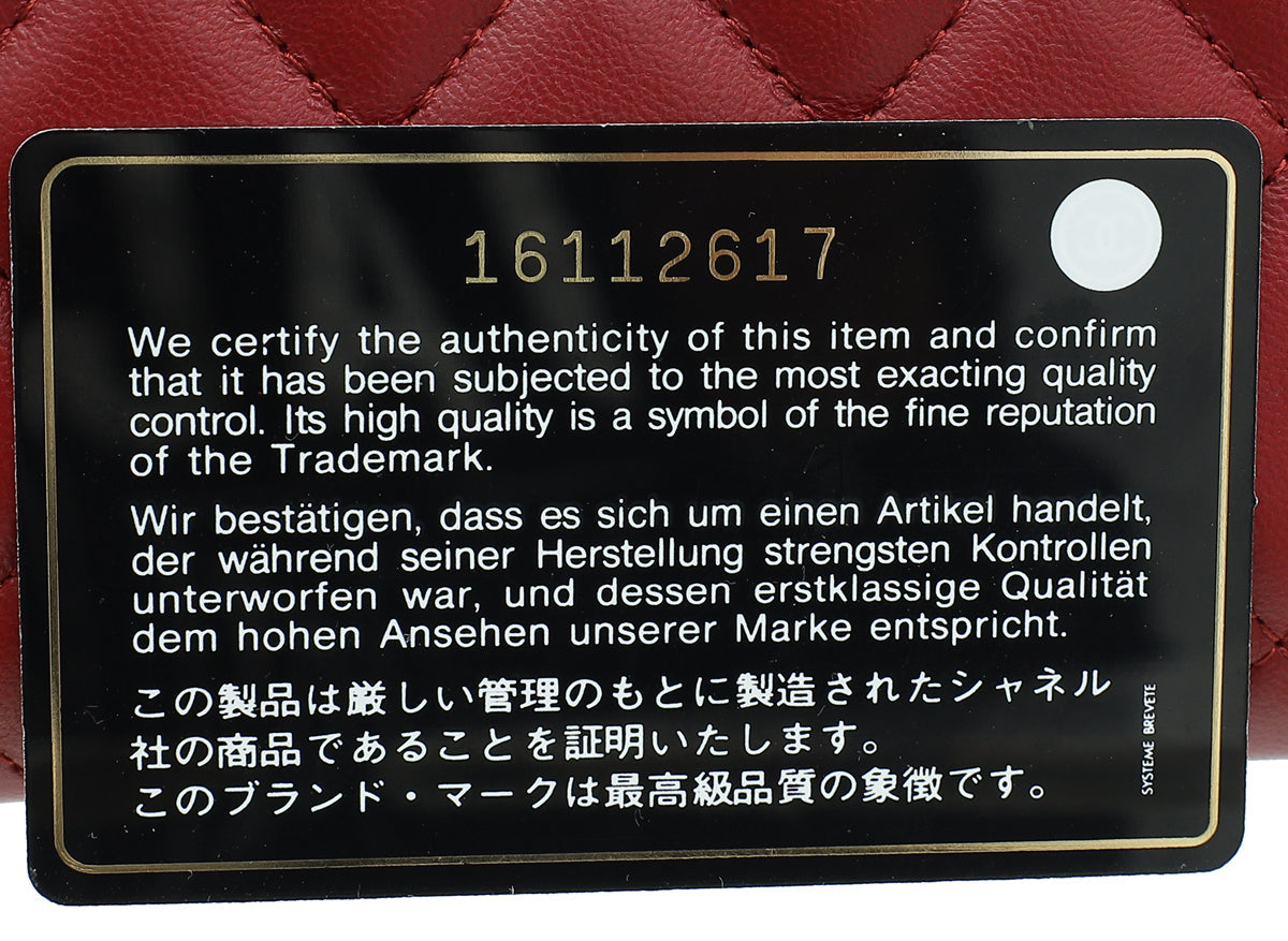 Chanel Red Classic Zip Around Long Wallet