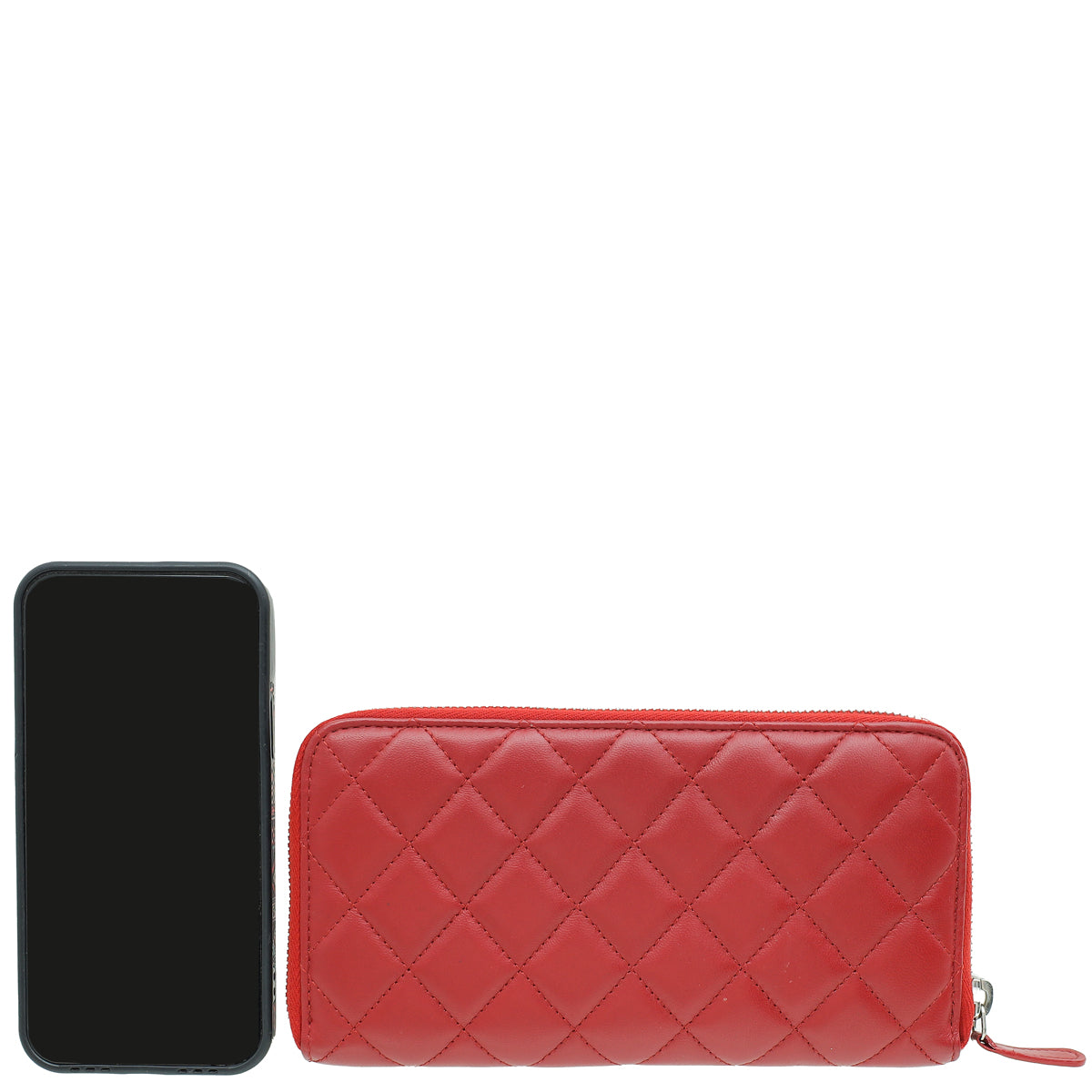 Chanel Red Classic Zip Around Long Wallet
