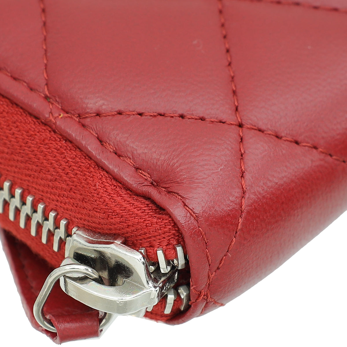 Chanel Red Classic Zip Around Long Wallet