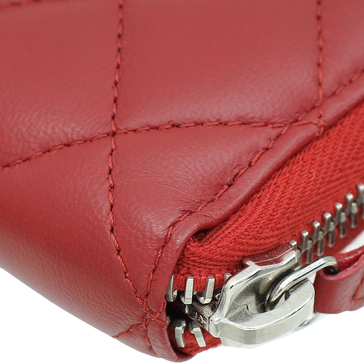 Chanel Red Classic Zip Around Long Wallet