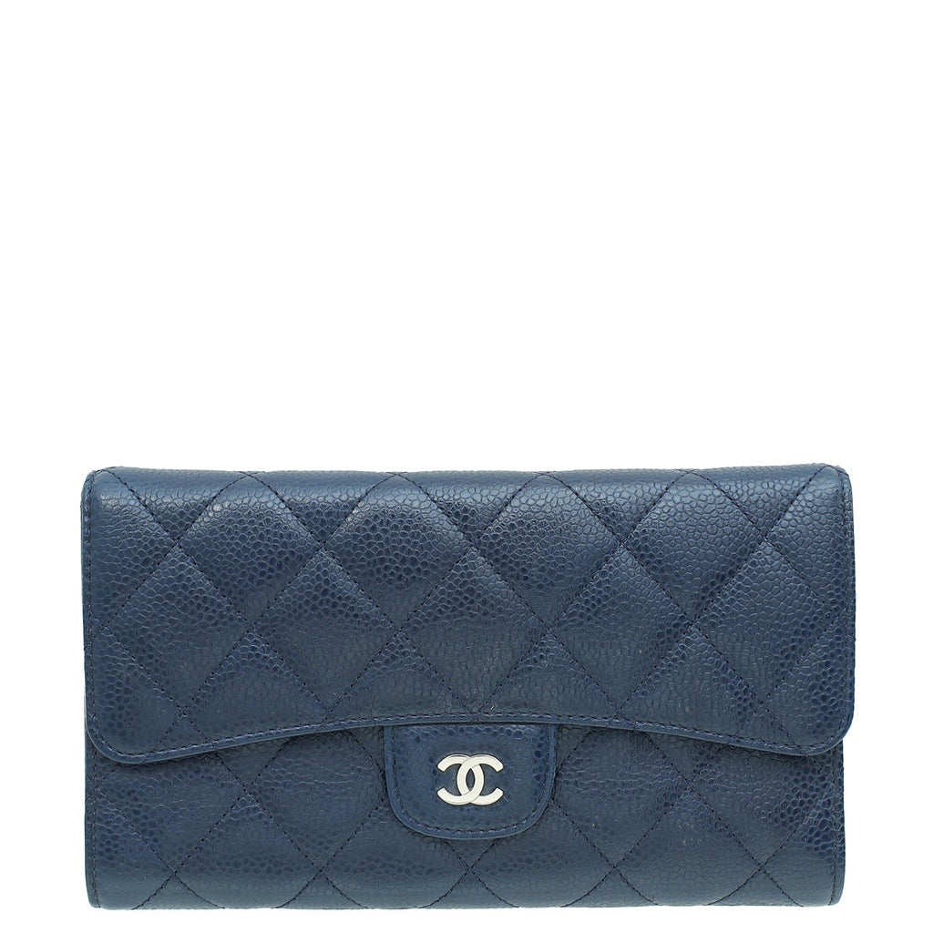 Chanel Blue Classic Flap Wallet