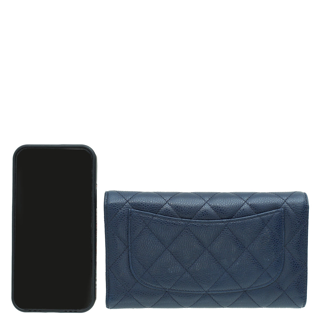 Chanel Blue Classic Flap Wallet
