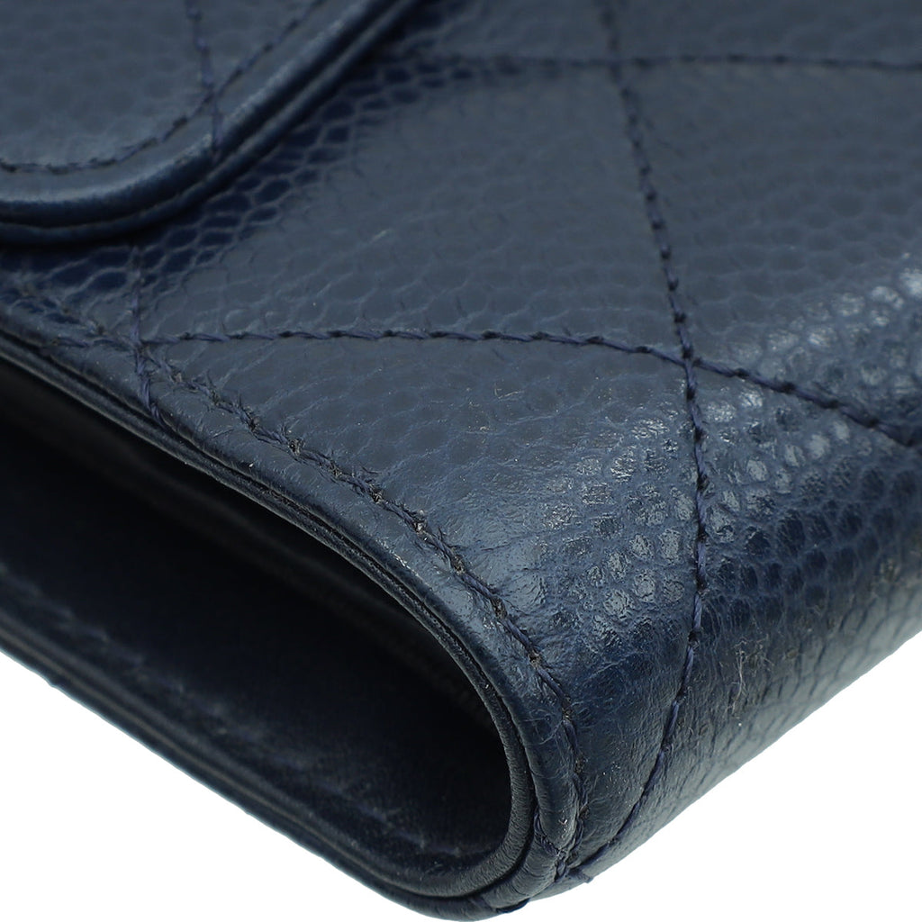 Chanel Blue Classic Flap Wallet