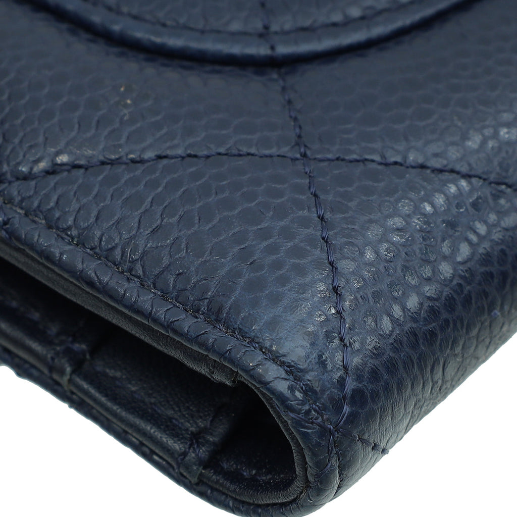 Chanel Blue Classic Flap Wallet