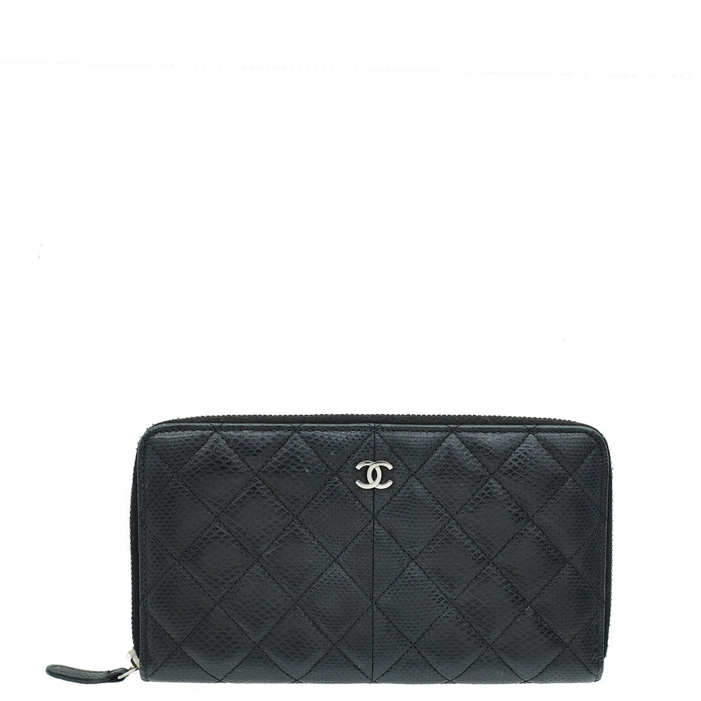 Chanel Black CC Classic Zip Large Karung Wallet