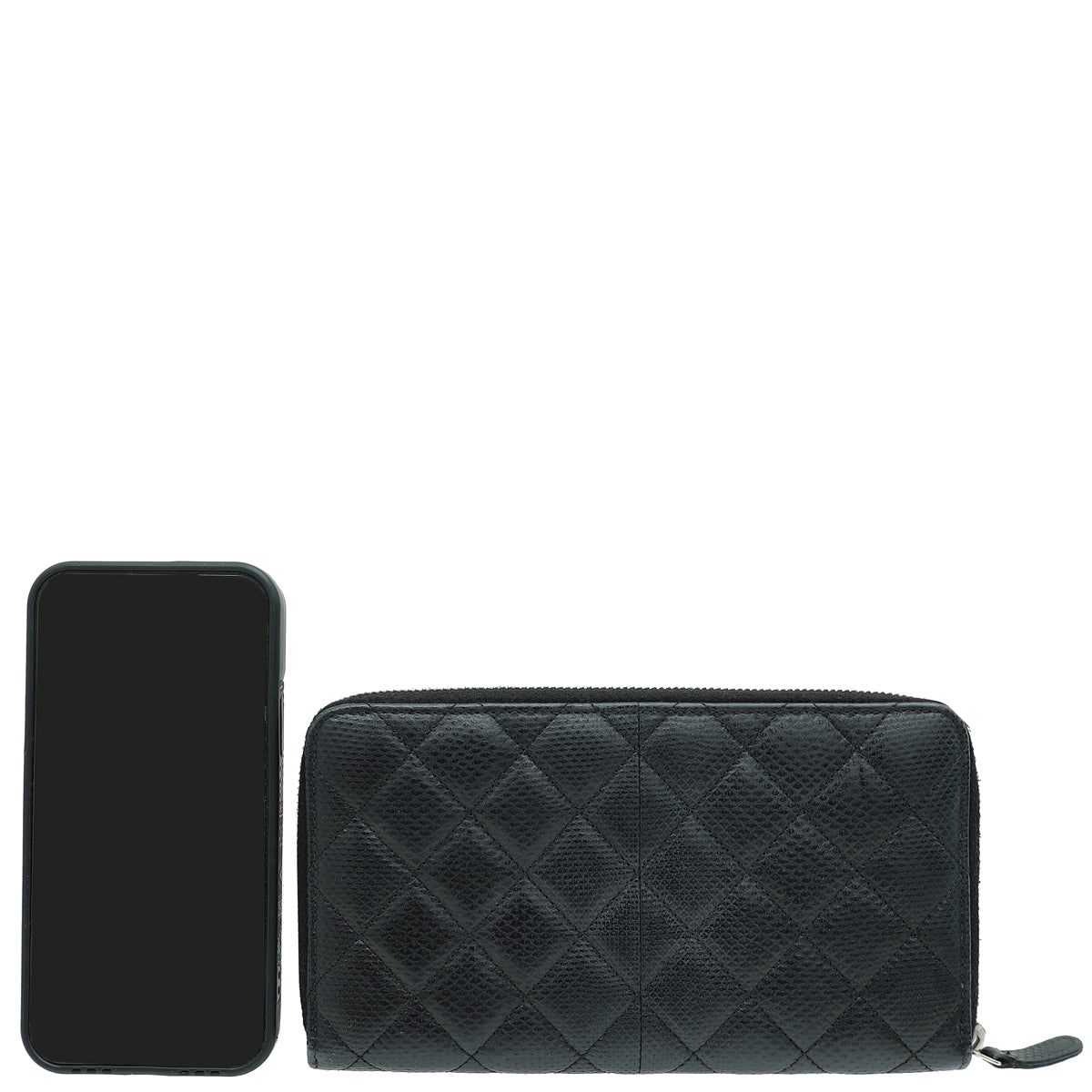 Chanel Black CC Classic Zip Large Karung Wallet