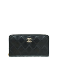 Chanel Black CC Quilted Zipped Wallet