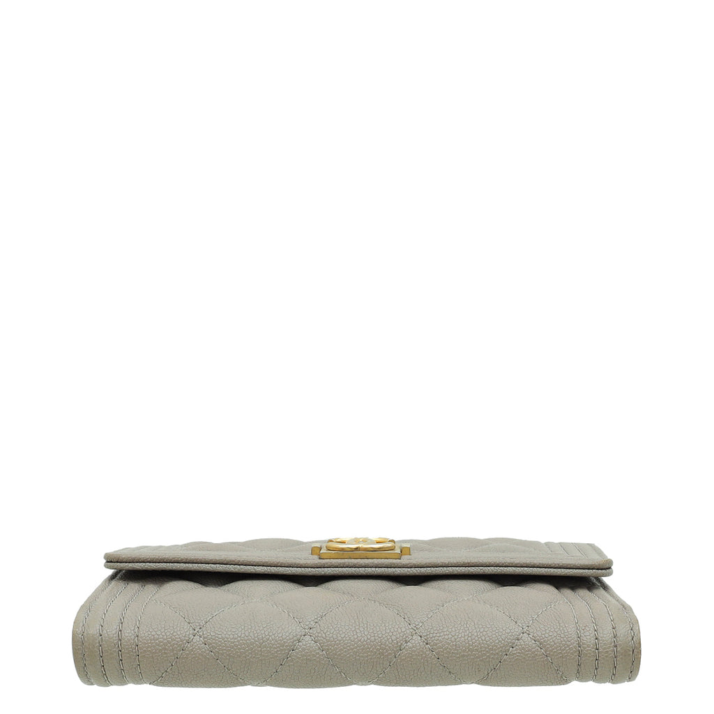 Chanel Gray Boy Medium Wallet