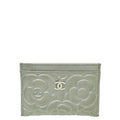 Chanel Grey CC Camellia Embossed Card Holder