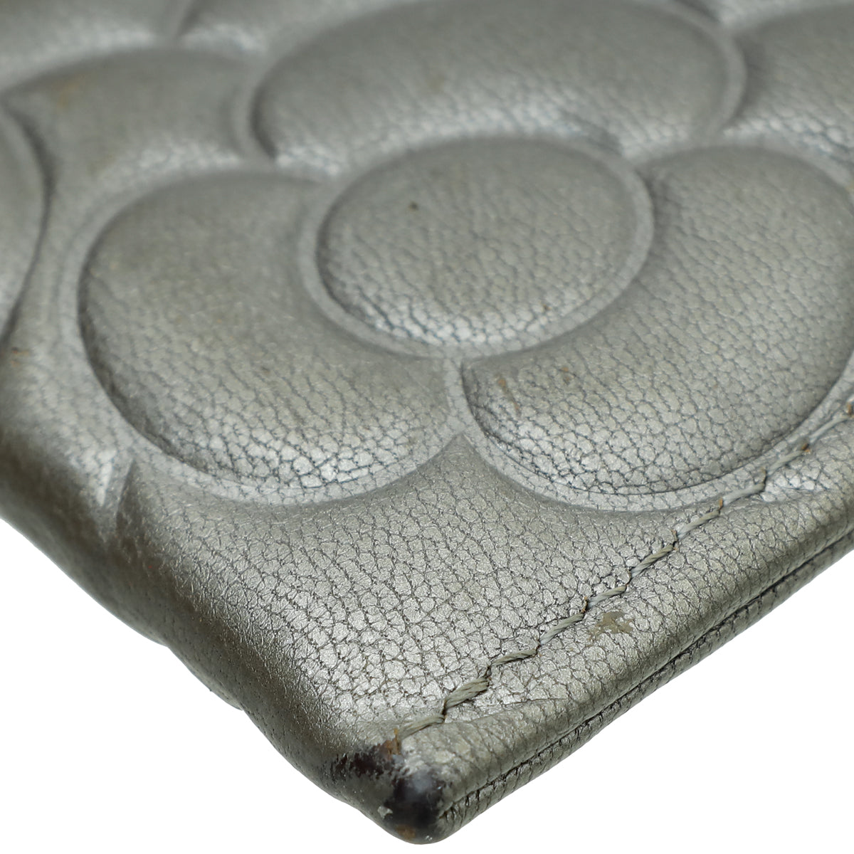 Chanel Grey CC Camellia Embossed Card Holder