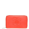 Chanel Coral Red Large Zip Around Organizer Wallet