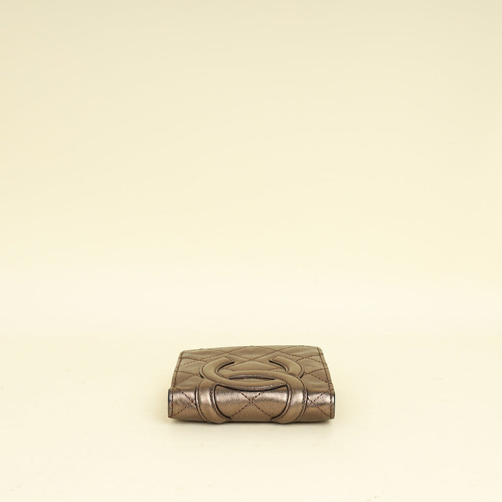 Chanel Metallic Bronze Ligne Cambon Compact French Purse Wallet