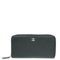 Chanel Black CC Chevron L-Gusset Zip Wallet