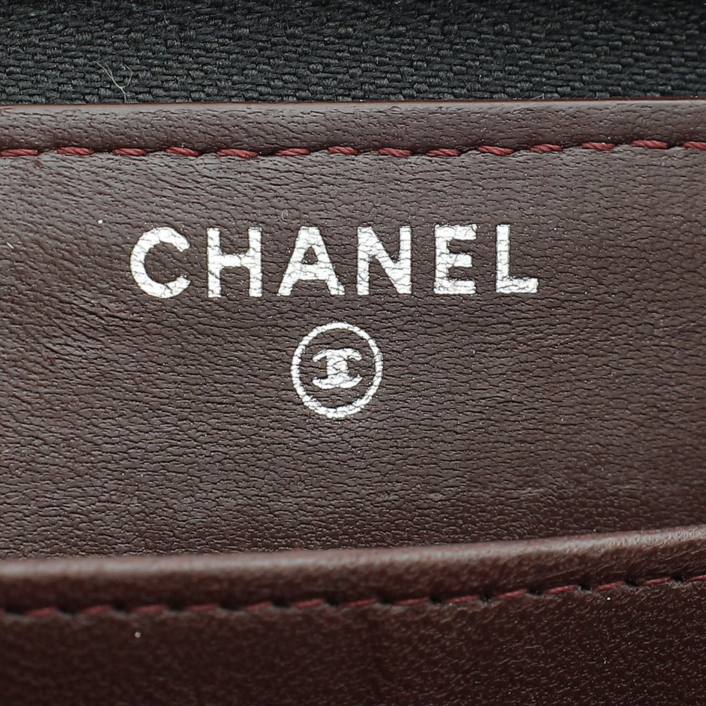 Chanel Black CC Chevron L-Gusset Zip Wallet