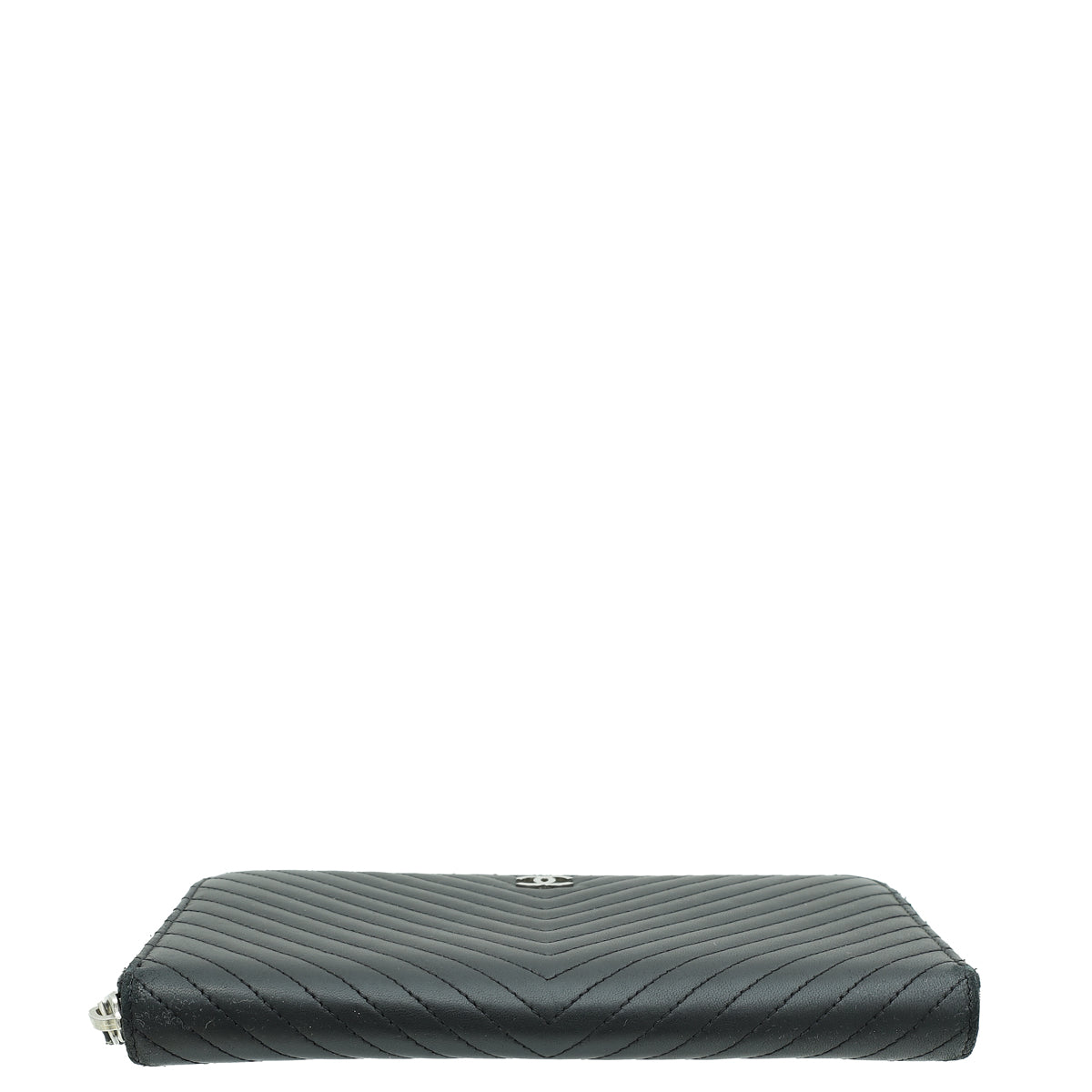Chanel Black CC Chevron L-Gusset Zip Wallet