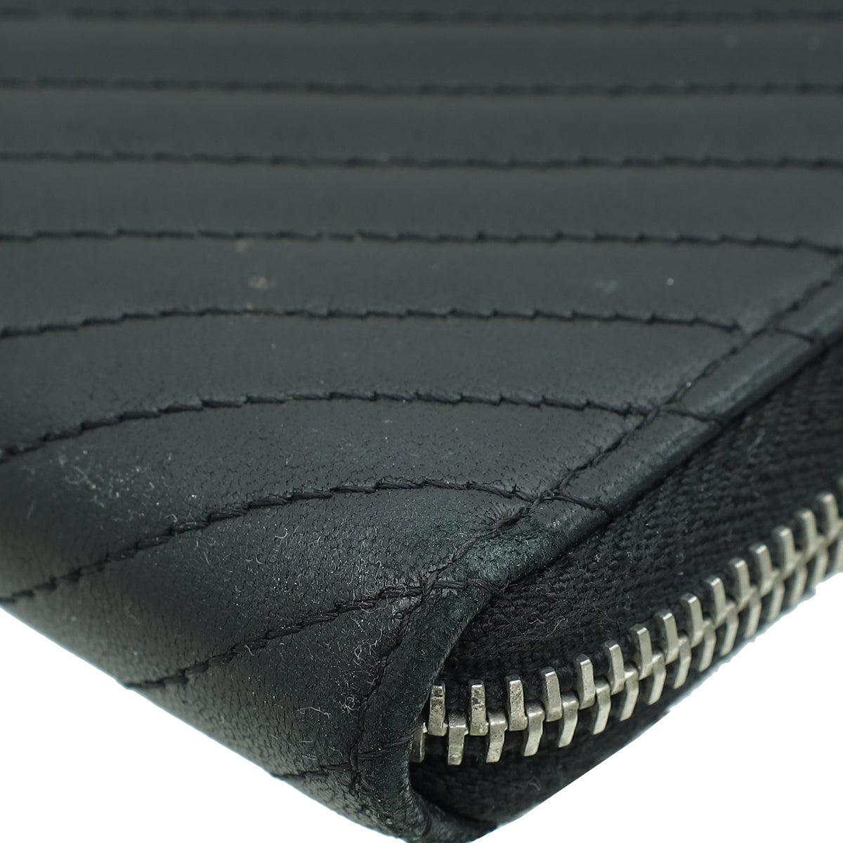 Chanel Black CC Chevron L-Gusset Zip Wallet