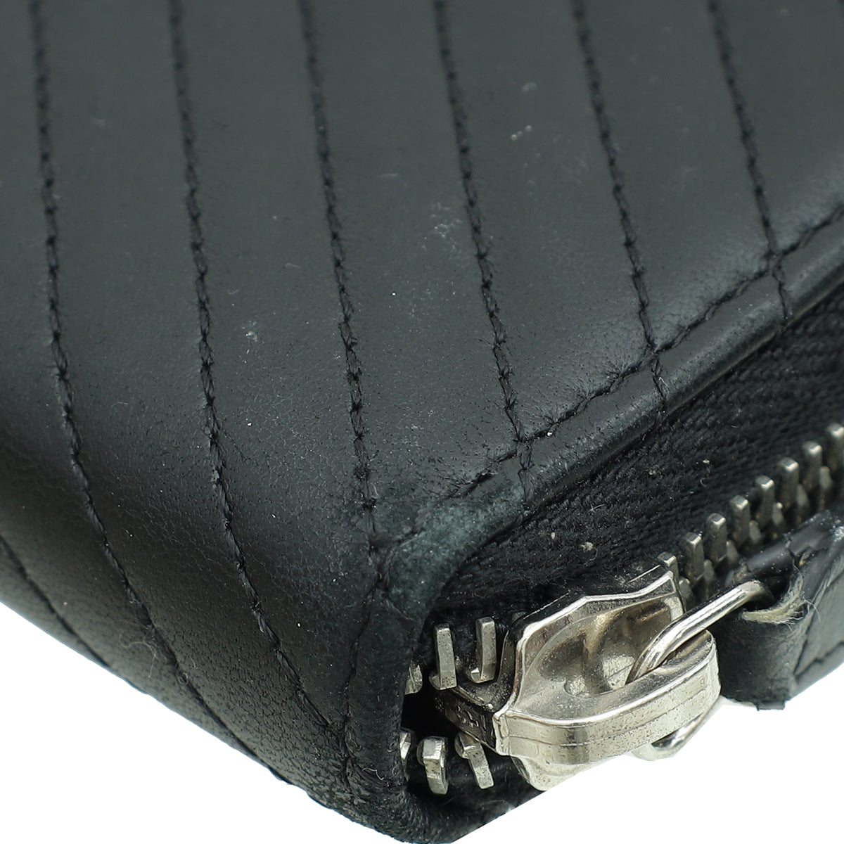 Chanel Black CC Chevron L-Gusset Zip Wallet