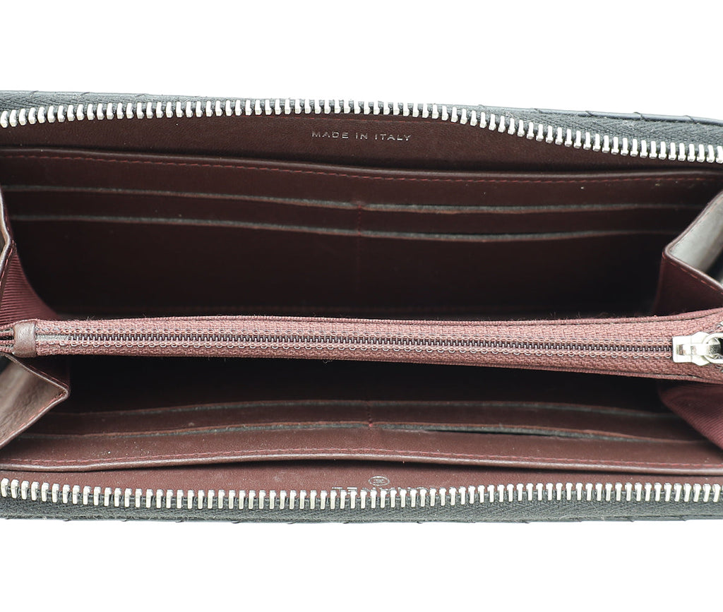 Chanel Black CC Chevron L-Gusset Zip Wallet