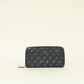Chanel Black CC Diamond Quilt Zip Around Wallet