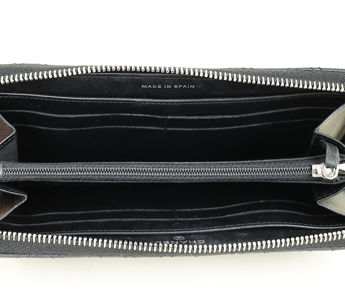 Chanel Black CC Diamond Quilt Zip Around Wallet