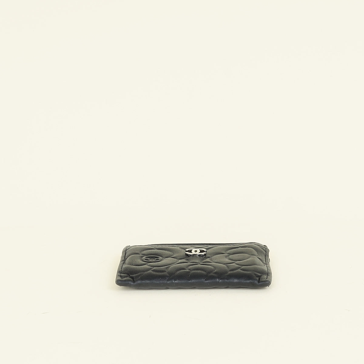 Chanel Black CC Camellia Embossed Card Holder