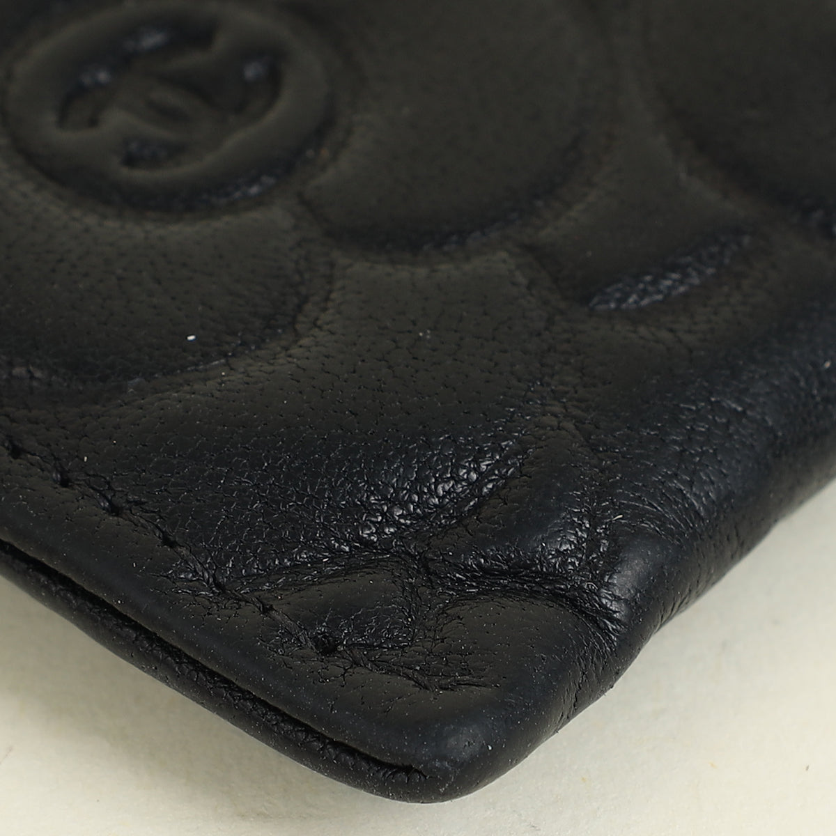 Chanel Black CC Camellia Embossed Card Holder