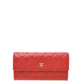Chanel Red CC Classic Long Flap Wallet