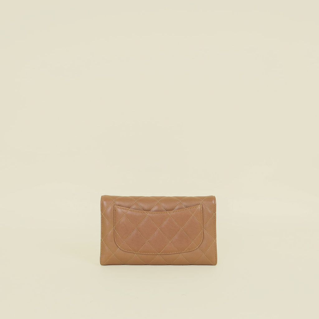 Chanel Light Brown CC Classic Long Wallet